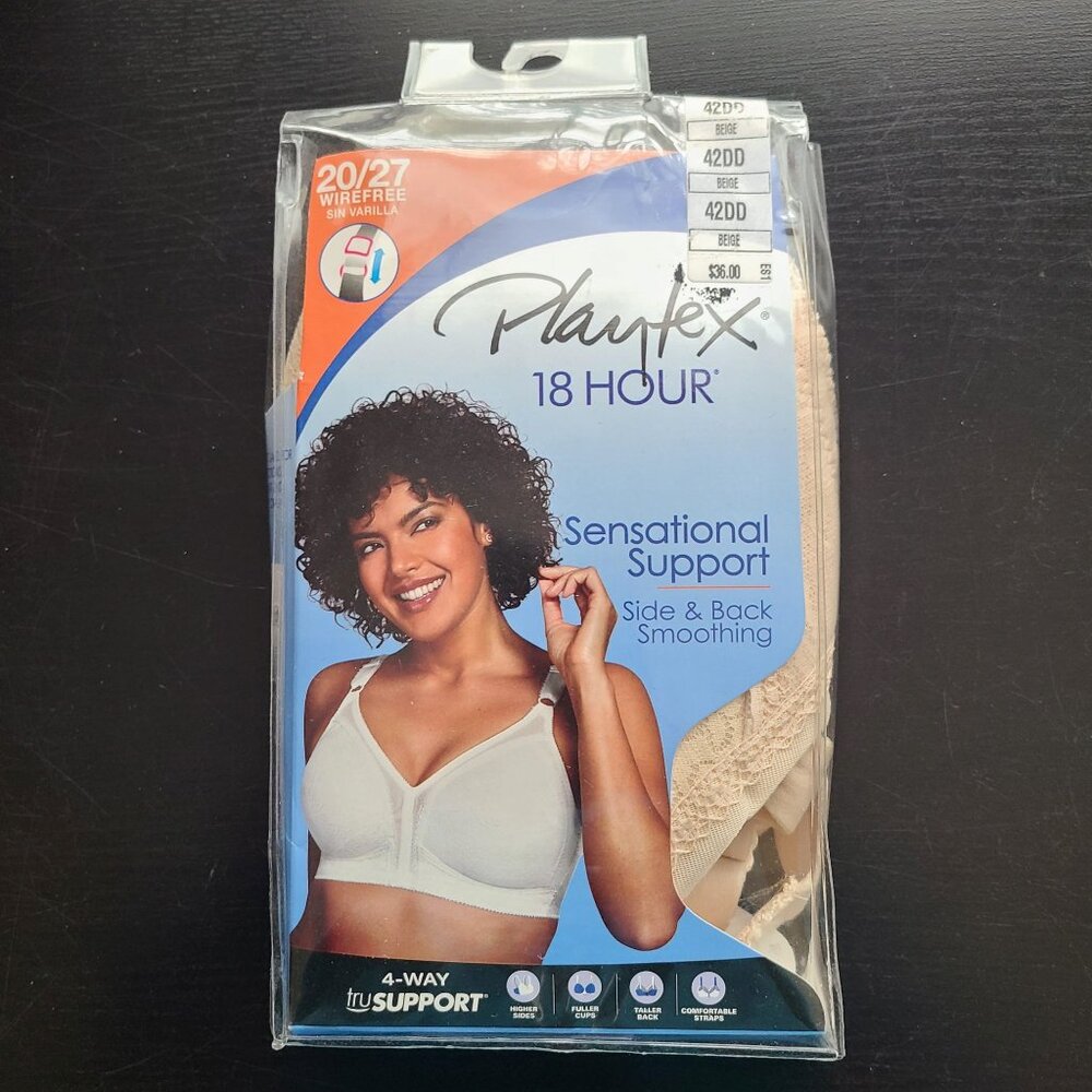 Playtex 18 Hours Bra Sensational Support 20/27 Beige Size 42DD